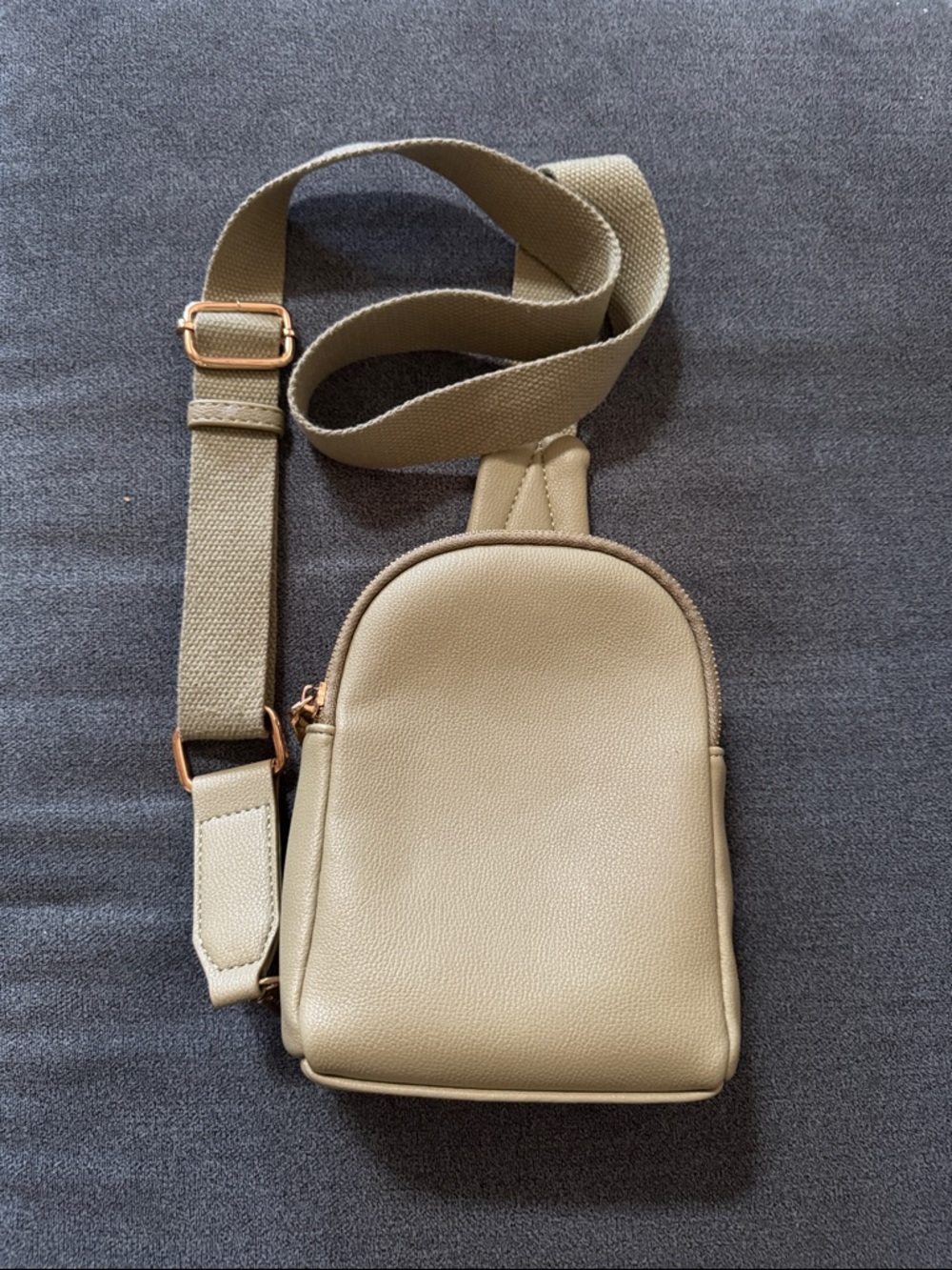 Madison West Beige Crossbody Sling Bag with Gold Hardware